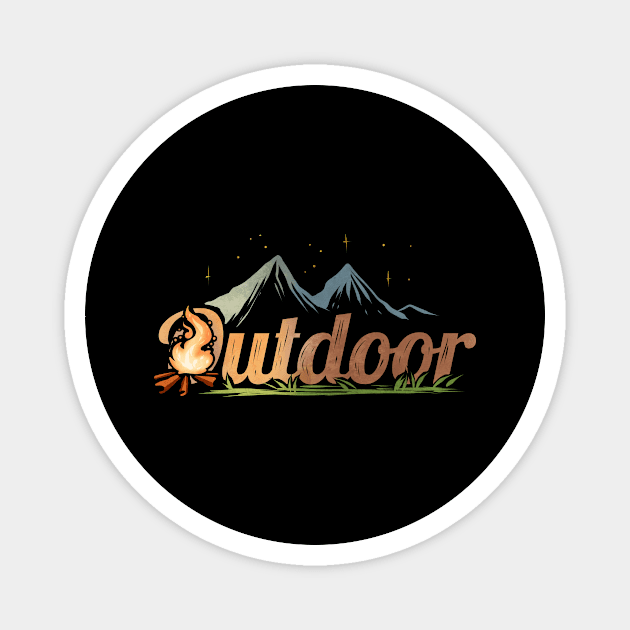 Logo Outdoor - Camp Fire In The Mountains While Camping Magnet by SinBle